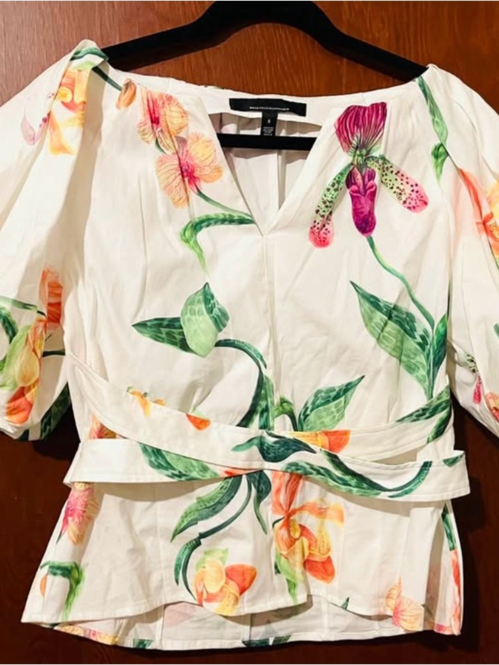 White House Black Market Orchid Puff Sleeve Poplin Blouse – Size 8 (Like New!)